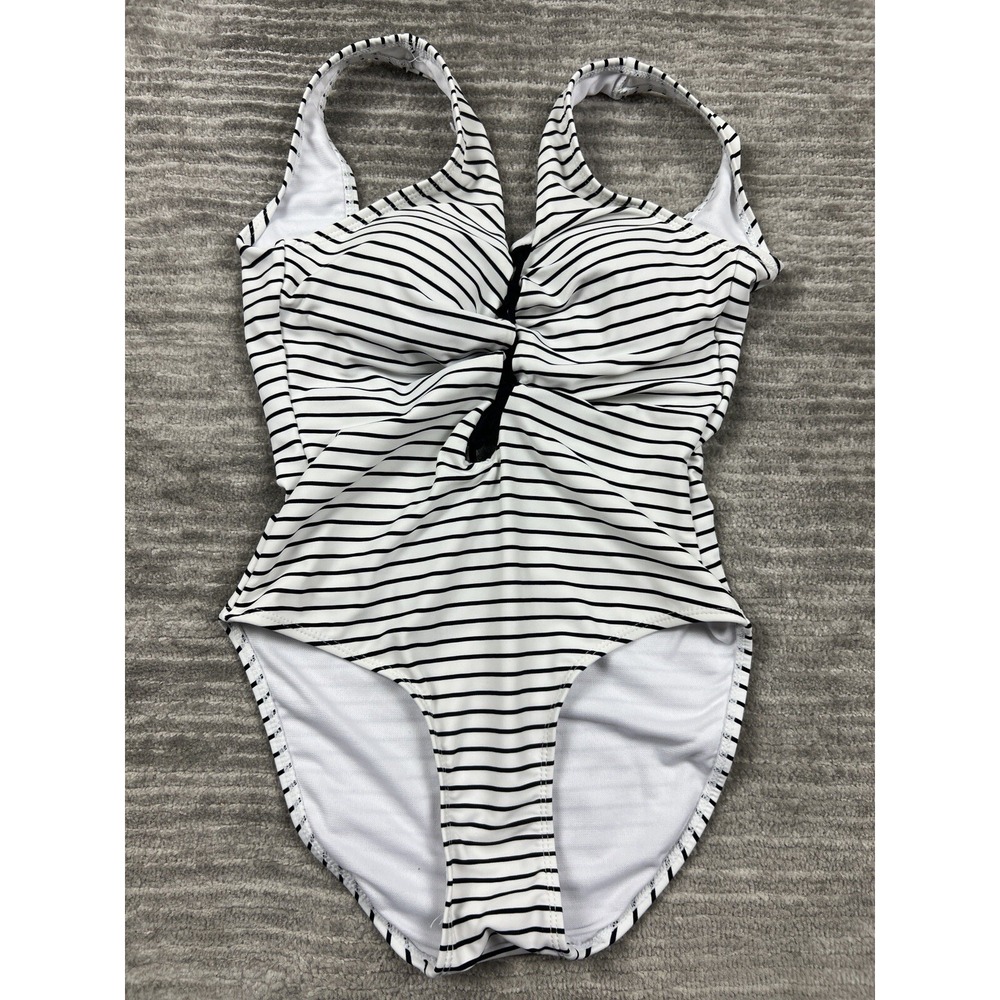 Rue Bleu by rue21 Swimsuit Womens Small Black White Striped Twist One Piece